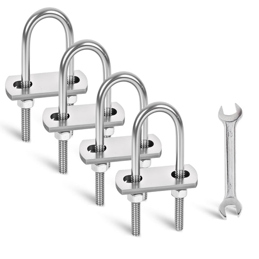 SRZTXU 4 Sets M6 U-Bolts,u-Bolts 1" (25mm) Wide,304 Stainless Steel u-Bolts,with Nuts,Bolt Plate and washers (4, M6 x 25mm x 70mm)