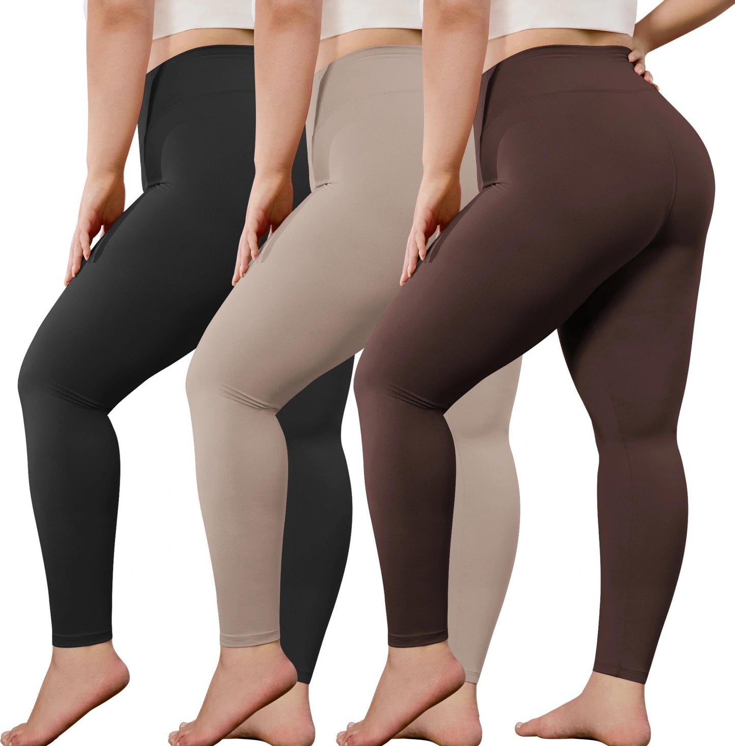 VALANDY Creamlush Plus Size Leggings for Women-3 Packs Stretchy Soft High Waisted Women's Leggings Lounge Yoga Pants