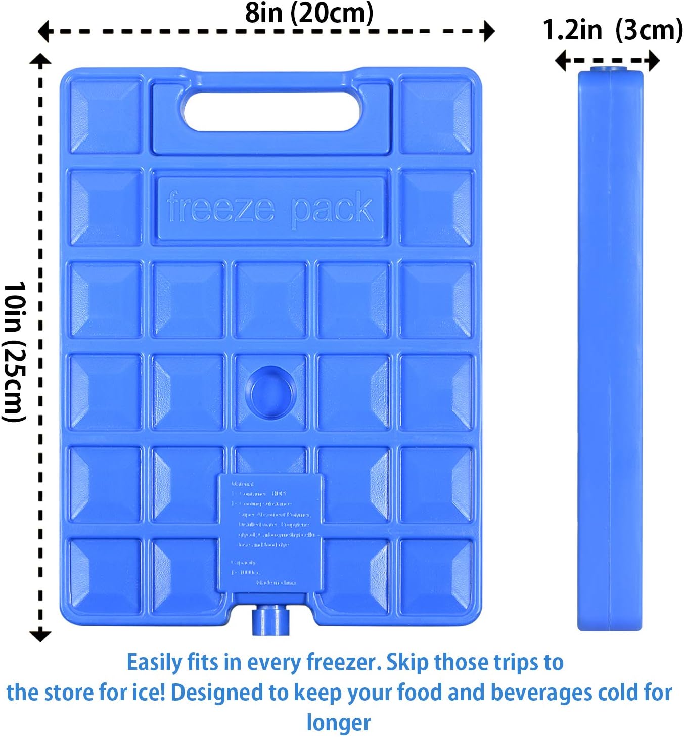 REV. LANG Large Freezer Ice Pack - Reusable Quick Freeze Blocks with Handle | Set of 2 (1000g)
