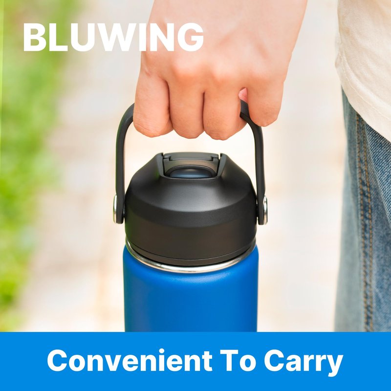 Bluwing Replacement Lid for Hydro Flask 12-64oz Wide Mouth, 2 Pack Straw Lids with Handle for Takeya, Iron Flask, koodee Wide Mouth Water Bottle, BPA Free(2 pack)