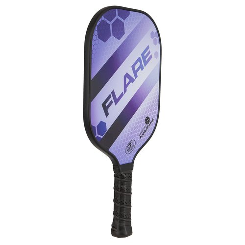 Rally Flare Graphite Pickleball Paddle | 2 Player Pack with Pickleballs and Paddle Covers | Polymer Honeycomb Core, Graphite Hybrid Composite Face | Lightweight (Purple/Green)