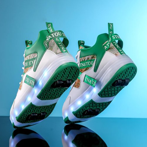 HHSTS Roller Skate Shoes for Kids Upgraded 16 LED Model 4-Wheels USB Charge Light up Boys Girls High Top Fashion Sneakers for Child Christmas Birthday New Year Gifts