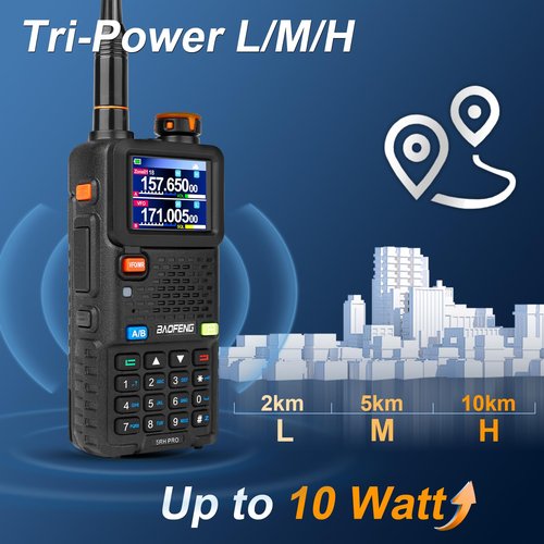 Ham Radio BAOFENG Radio 5RH PRO GPS APRS 10W High Power(4PCS Batteries, 8 Antennas) Walkie Talkies Long Range, Air Band, NOAA Emergency Weather Alarm for Survival Gear Hunting Camping 2 Pack Full Kit