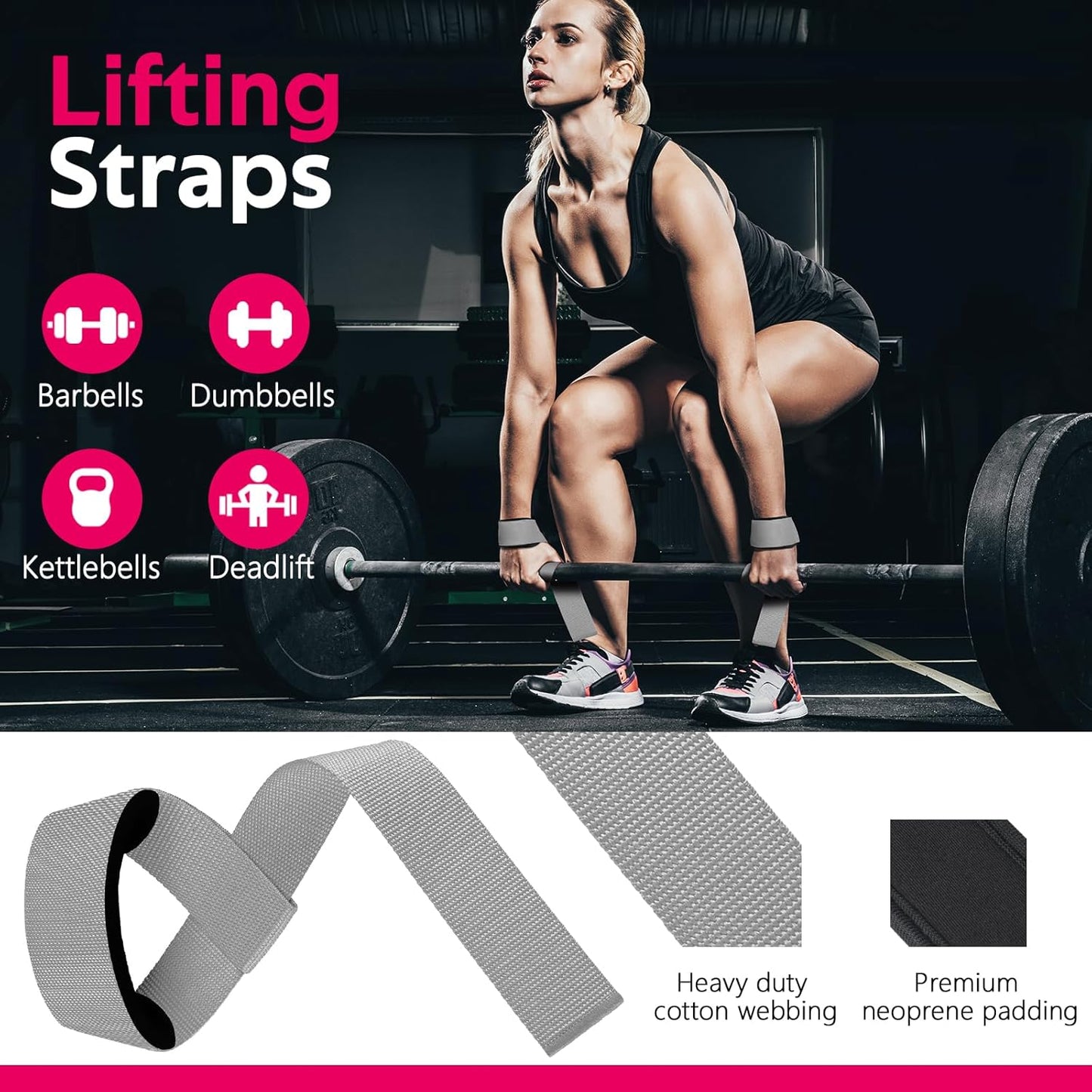 WALITO Barbell Pad Set - 8Pcs Hip Thrust & Squat Pad with Ankle Straps & Resistance Bands