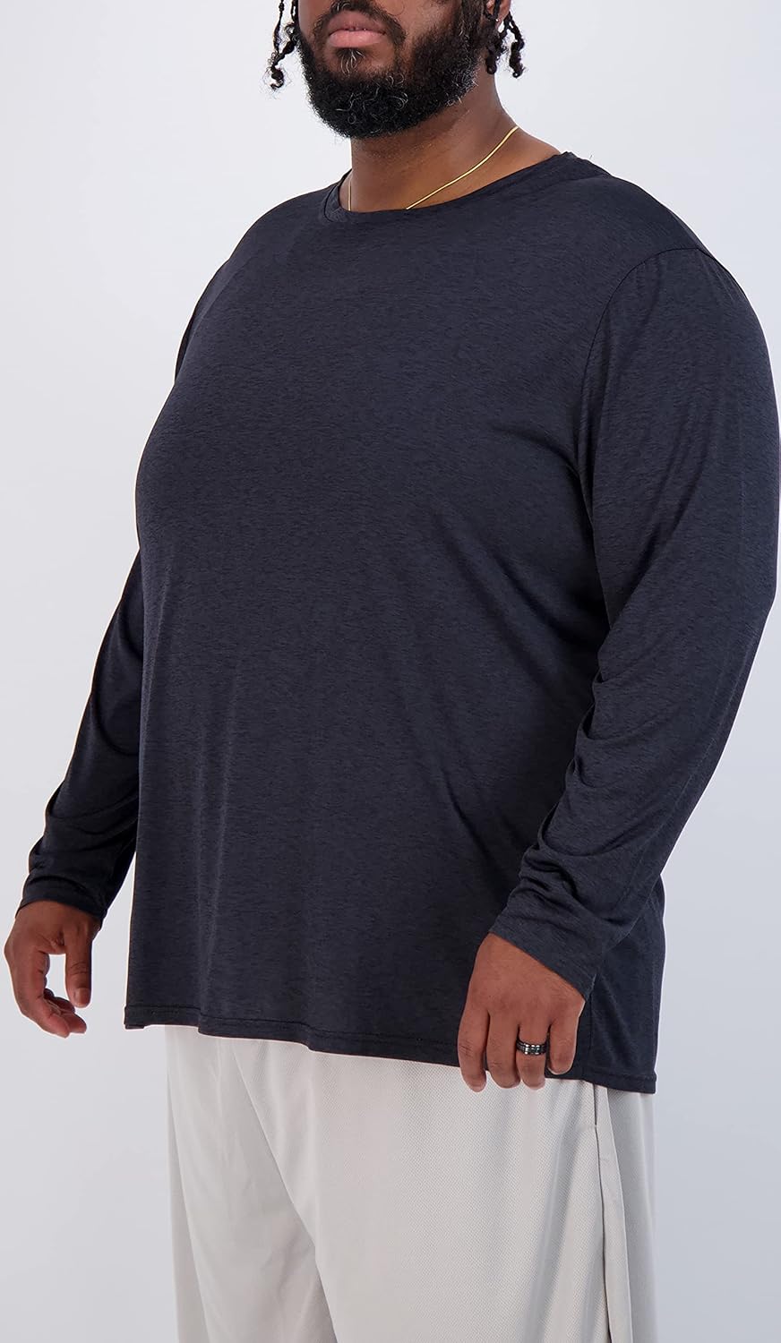Real Essentials Men's Big & Tall Long Sleeve Dry-Fit Crew Neck T-Shirt - 3 Pack (3XT-5XT)