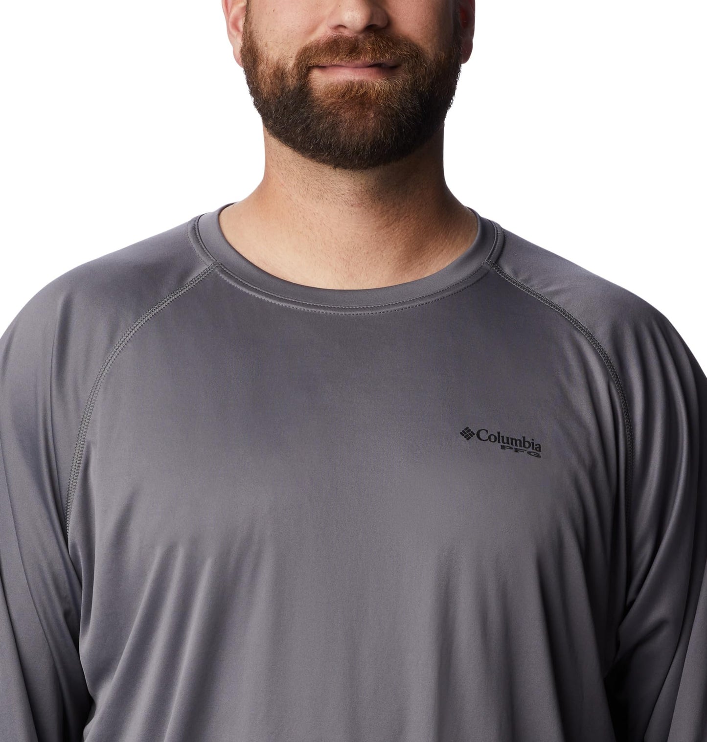 Columbia Men's PFG Terminal Tackle Long Sleeve Fishing Shirt, City Grey/Black Logo, 3X