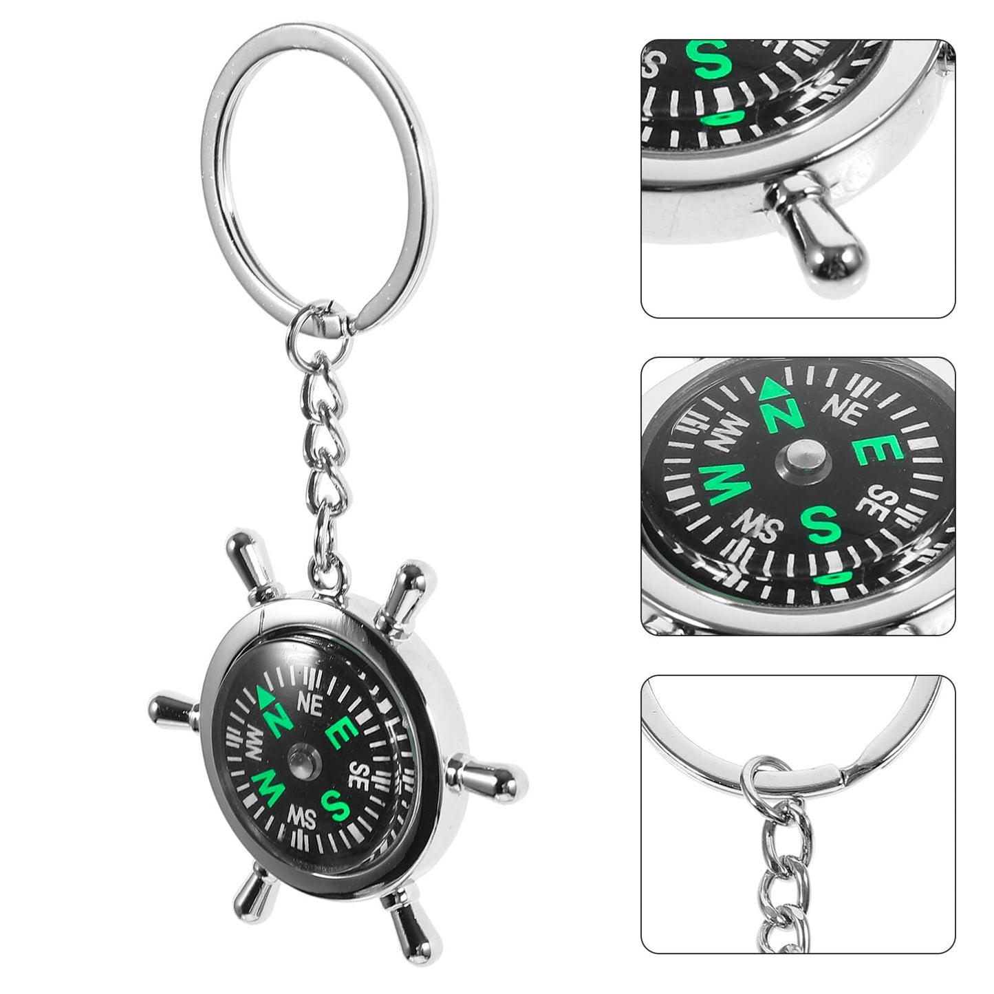 GANAZONO Compass Keychain with Key Ring Pocket Compass for Men Mini Survival for Hiking Camping Outdoor Sports Lightweight Durable Navigation Accessory