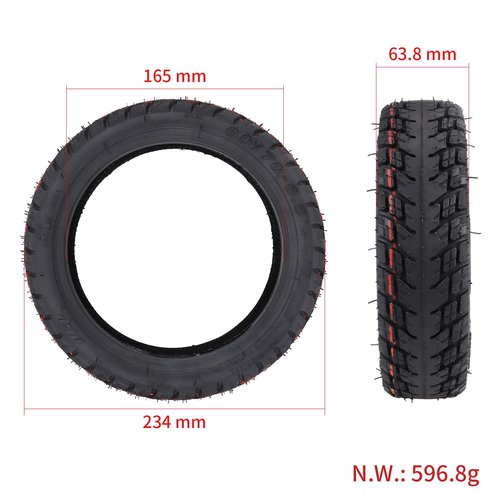 LHROPA 60/70-6.5 10-inch Rubber Explosion-proof Tubeless Tire + Straight nozzle Replace for Segway Ninebot Max/Max G30LP G30 G30E Electric Kick Scooter Wheel Parts