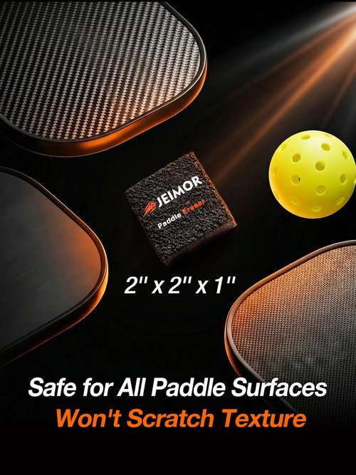 Jeimor Pickleball Paddle Eraser – Paddle Cleaner for Carbon Fiber & Graphite Paddles, Removes Ball Residue & Dust, Restores Spin & Grip, Includes Clear Carry Case (2 Pack)