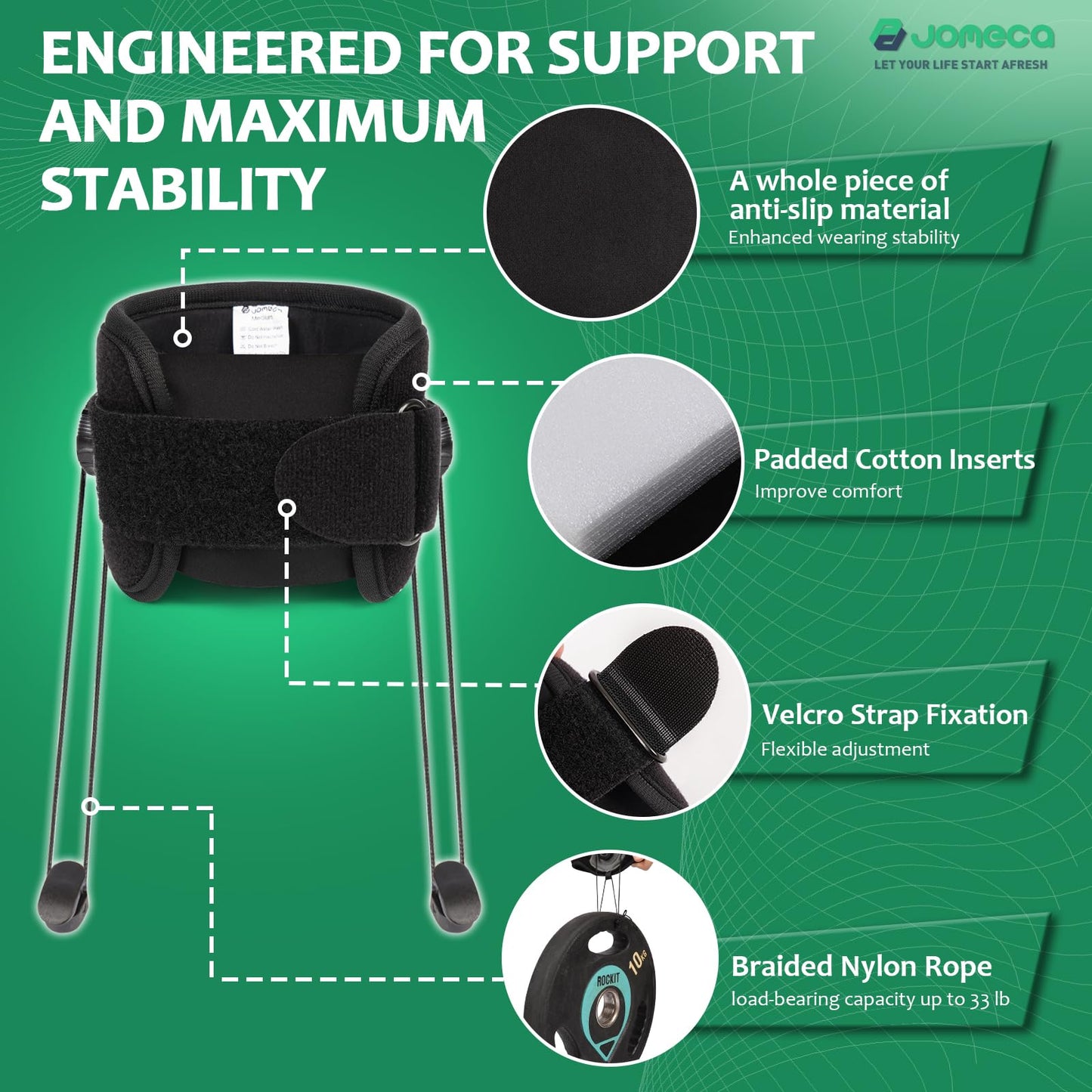 JOMECA AFO Foot Drop Brace Adjustable Tension with Dual-Dial Drop Foot Brace for Walking with Shoe Use with Shoes Featuring Eyelets (Medium, 1 Pack)