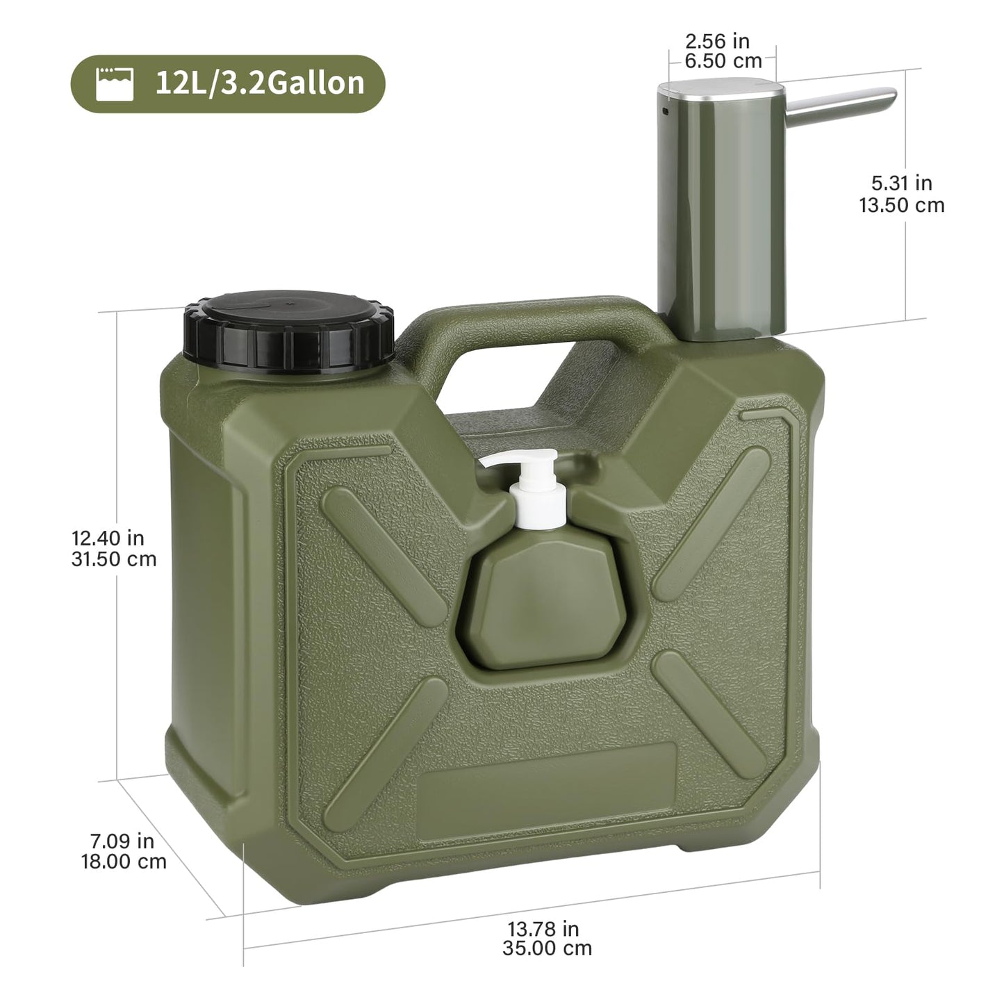 Bilbear 3.2 Gallon Water Container with Spigot,Water Jug with Touch Control Water Pump,Rechargeable Water Dispenser Pump‌,Portable Camping Water Tank Emergency Water Storage for Outdoor Picnic Hiking
