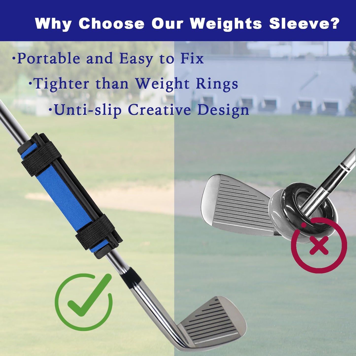 KeoPuals Golf Swing Weights Stripe Golf Club Weight for Practice, Training and Warm Up Golf Accessory Equipment Tool for Golf Navy