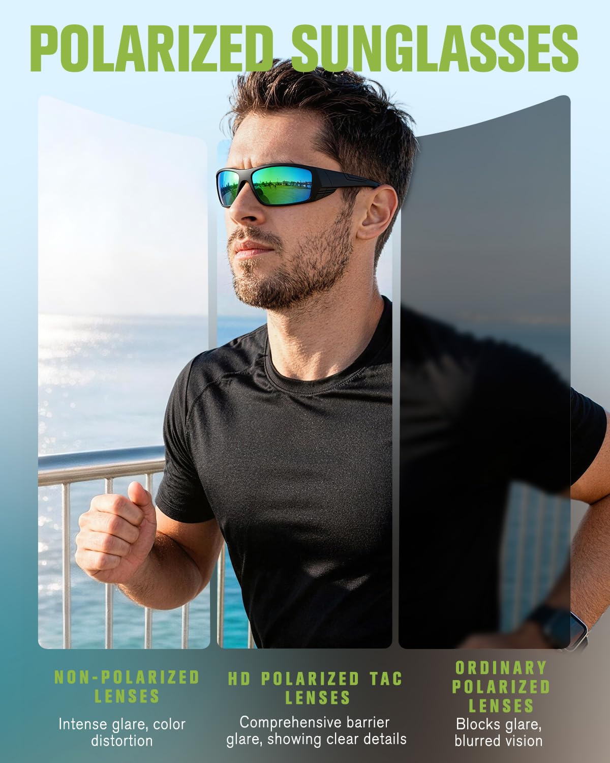 QALLY Polarized Sports Sunglasses for Men Women Wrap Around Sun Glasses UV400 Protection Mens Sunglasses Cycling Fishing Golf