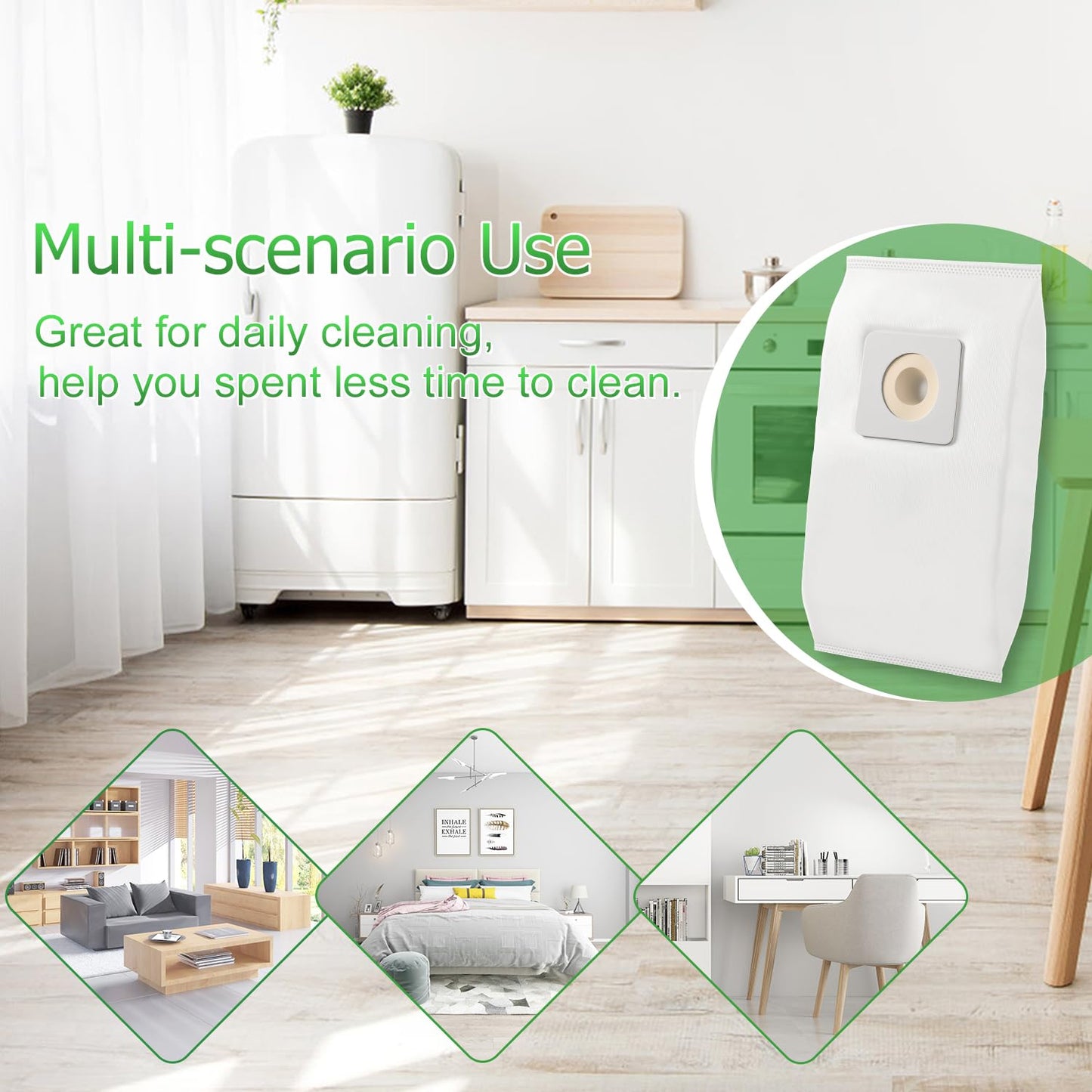 4 Pack Style 7 HEPA Vacuum Bags Compatible with Bissell Upright Vacuums: PowerForce 1739 3522 3525 71Y7, PowerGlide 3545, Plus 3350 3550 3553, Lift-Off 3554, Powertrak 6592 Series Vacuum, Part#32120