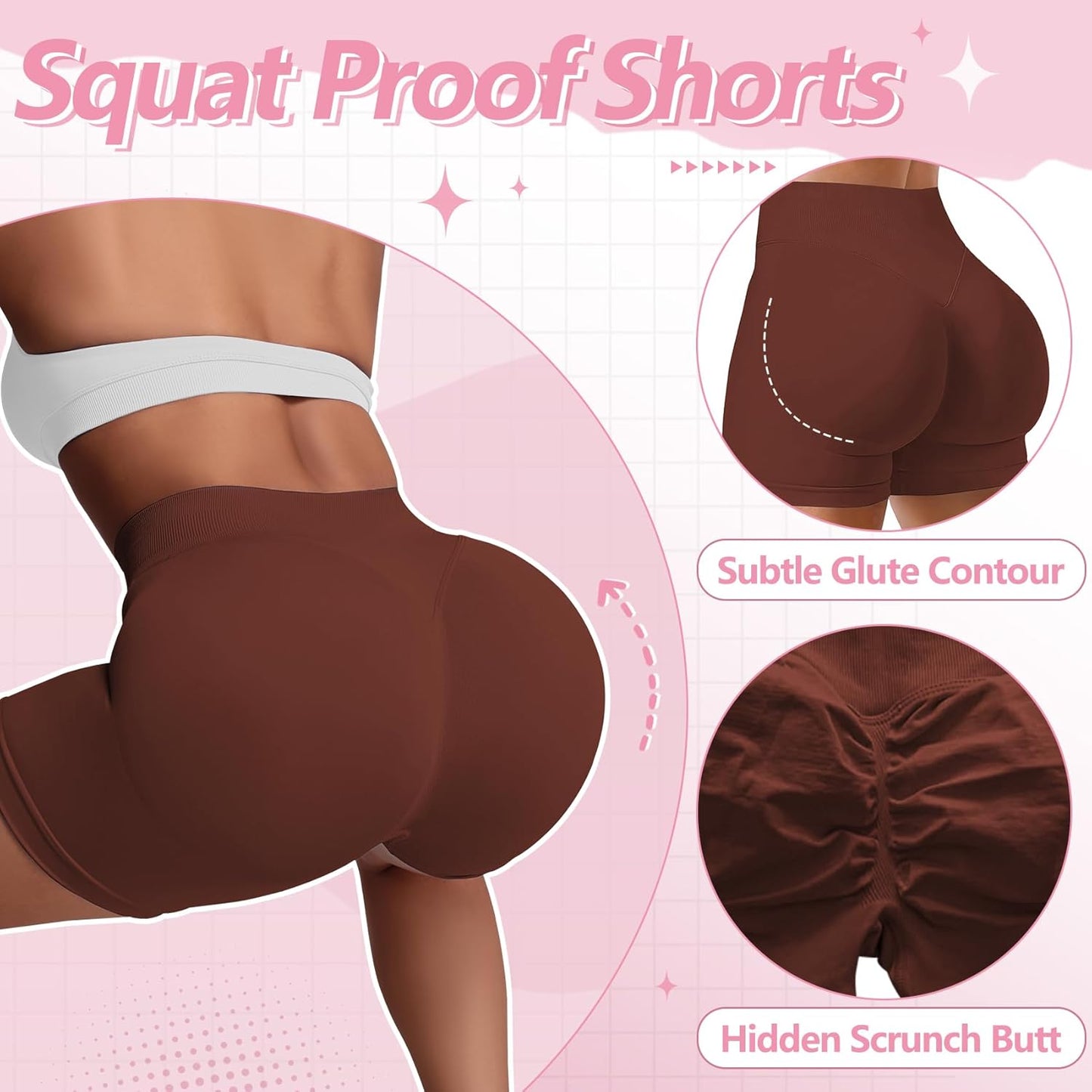 Skiennix Women's Workout Gym Shorts - 4.5" Seamless Tummy Control & Hidden Scrunch Butt Lift