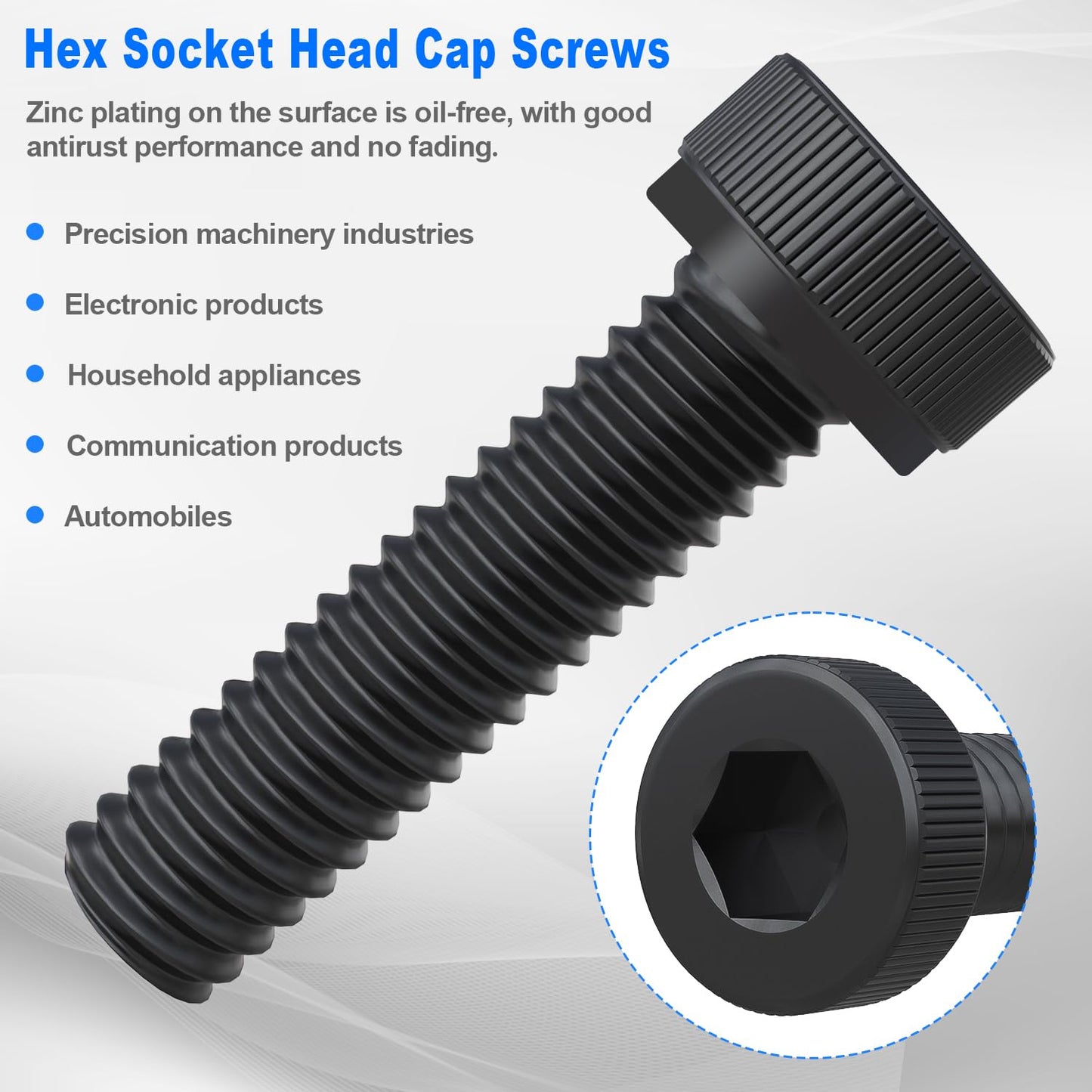 mxuteuk 185PCS M5 Screws Assortment Set, M5 Hex Socket Head Cap Screws Bolts Nuts Kit, 12.9 Grade Alloy Steel Bolts with Hex Wrench