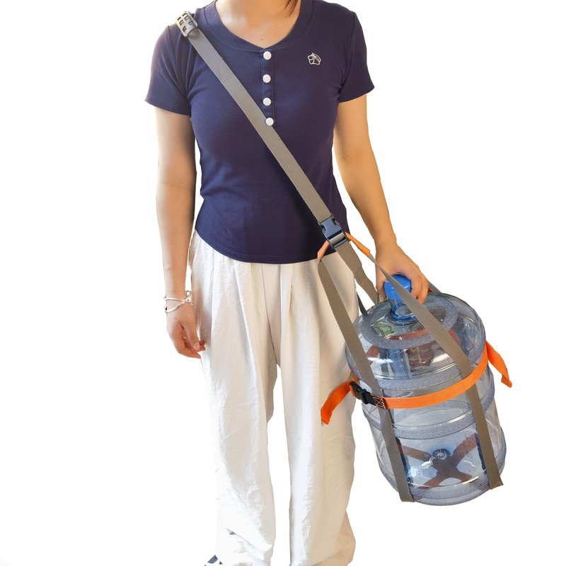 Carrying Straps for 5 Gallon Plastic Water Jug and 5 Gallon Glass Carboy,1 Shoudle Straps,Drinking Water Bottle Carrier,Water Jug Handle,Anti-Slip Lifter,Fit 3 4 5 6 Gallon, Orange and Gray，No jug