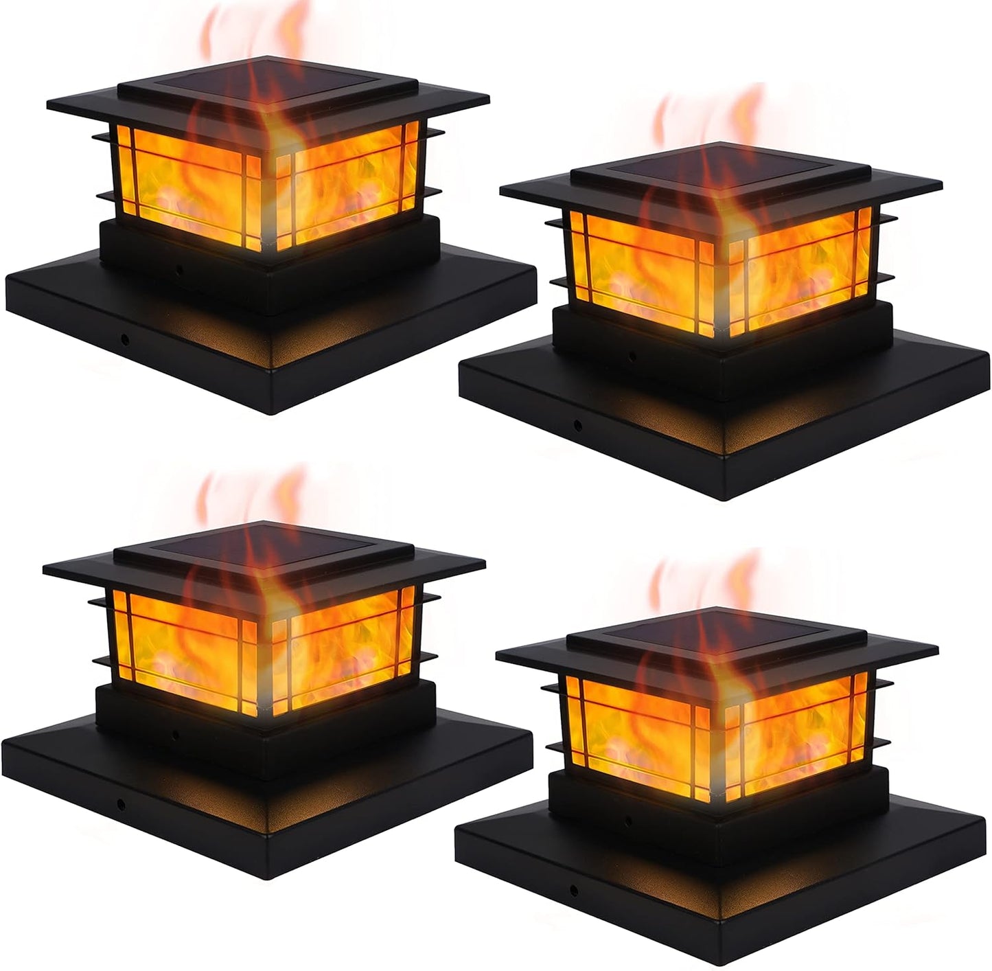 Solar Post Cap Lights - 6 Pack Outdoor Fence Lights for 4x4, 5x5, 6x6 Posts - Bright Warm White LED Decor for Garden & Patio