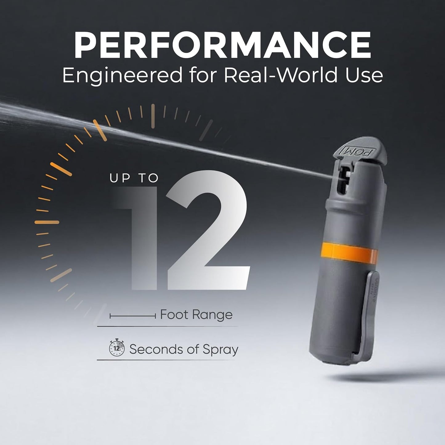 POM Pepper Spray - Maximum Strength OC Formula with UV Marking Dye | Compact Tactical Design, 0.5 fl oz