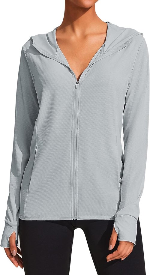 COOrun Women's Sun Protection Hoodie - UPF 50+ Full Zip Long Sleeve Activewear for Hiking & Running