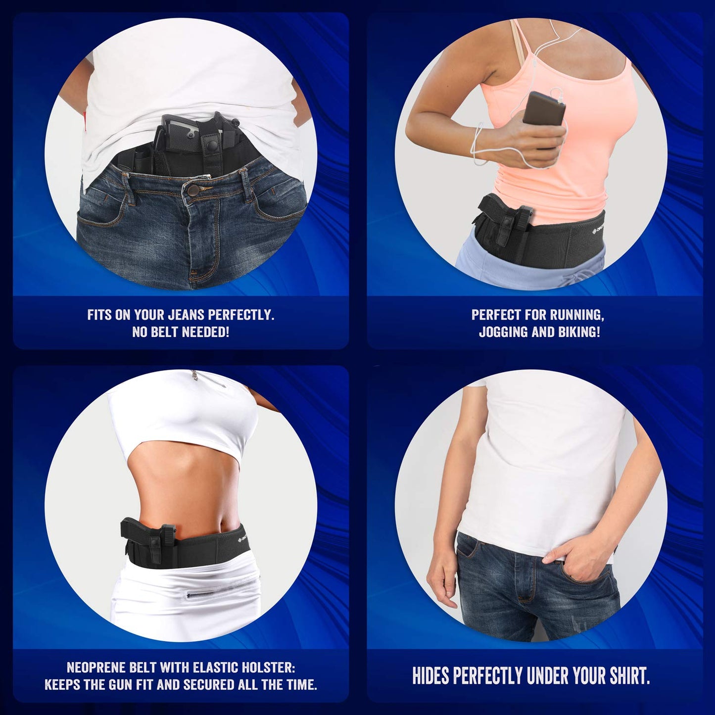 Belly Band Holster for Concealed Carry, IWB Gun Holster for Men and Women, Most Comfortable Waistband Handgun Carrying System with Magazine Pouch, One Holster Fits Most Pistols & Revolvers (Right)