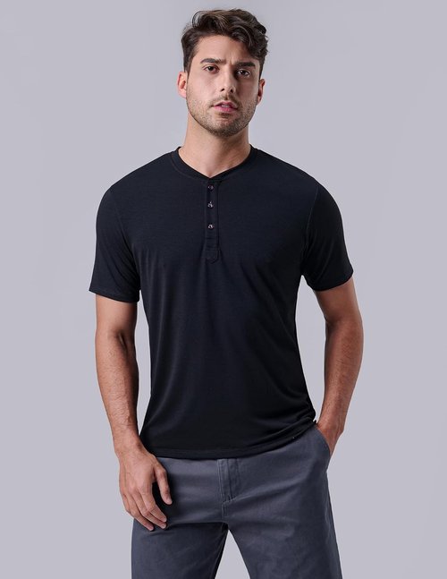 Liberty Pro Men's Casual Henley Shirts - Soft Stretch Tees for Ultimate Comfort | 3-Pack Relaxed Fit