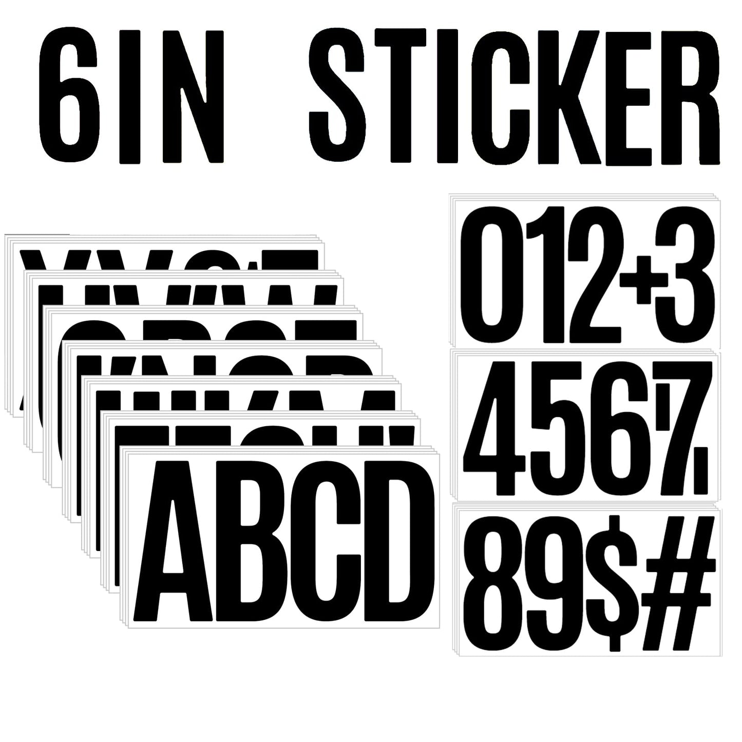 30 Sheets 159 PCS Large Letter and Numbers Stickers 6inch Vinyl Self Adhesive Stickers for Crafts Outdoor Sign Wall Mailbox Windows Doors Car Poster Board, Homes, Businesses, Address Numbers(Black)