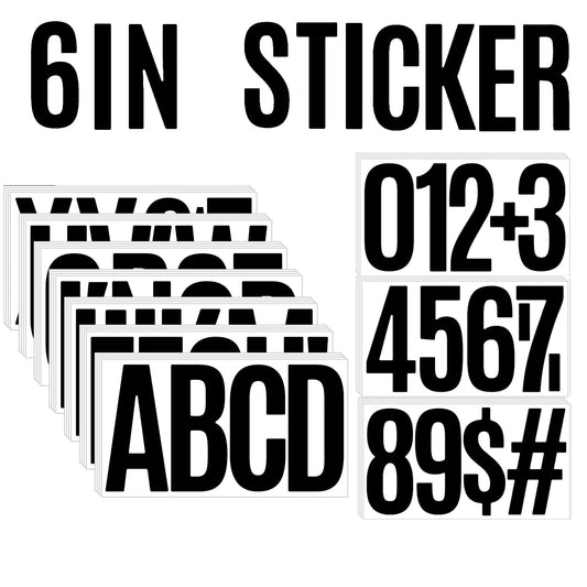 30 Sheets 159 PCS Large Letter and Numbers Stickers 6inch Vinyl Self Adhesive Stickers for Crafts Outdoor Sign Wall Mailbox Windows Doors Car Poster Board, Homes, Businesses, Address Numbers(Black)