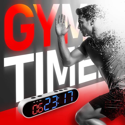 Dienmern Remote Control Gym Clock Wall with Interval Timer, 9 Custom Modes Countdown Timer UP/Stopwatch, Workout Timer for Home Gym/Garage/Boxing/Outdoor Sport