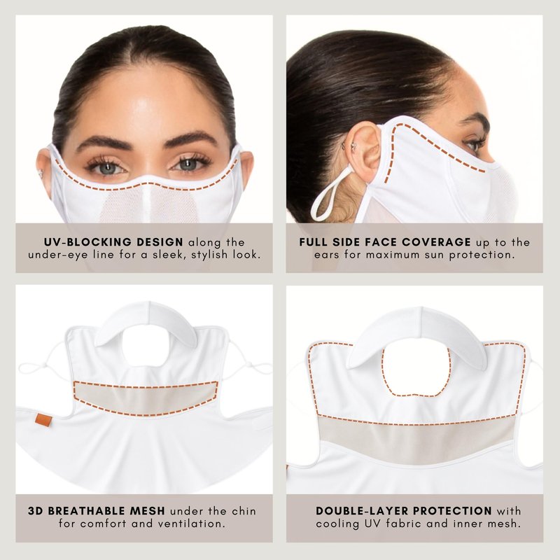 BAROBIRDIE Cooling Face Mask UVA UVB 99.9% Block Made in KOREA UV Protection Lightweight Breathable Outdoor Sports Mesh Adjustable Fit Golf Cycling Driving Gardening One Size (Skin)