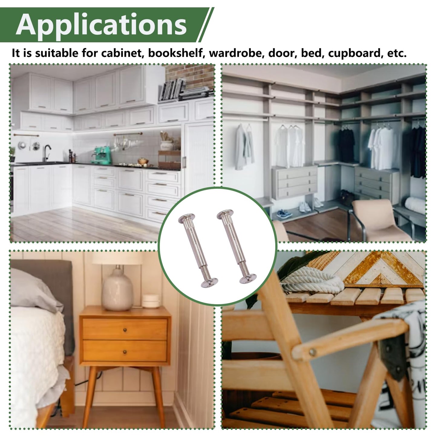 Bemaka 130PCS M4 Furniture Joint Connector Bolt & Cap Nut Kit, Furniture Screw Bolts Cabinet Panel Connector Binding Screws for Wood Door Cabinet Bookshelf Crib (65Set)