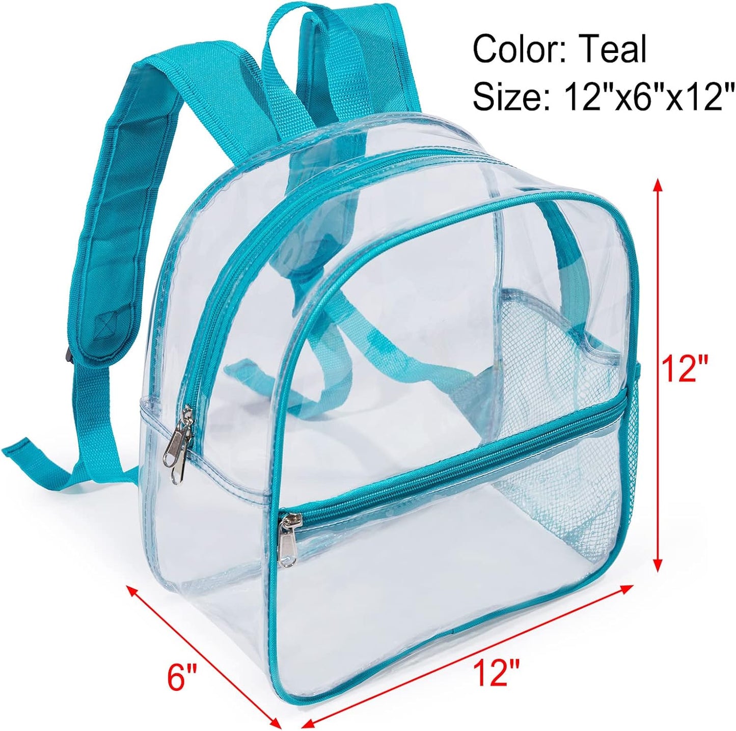 Skiennix Mini Clear Backpack - Waterproof PVC Stadium Approved Transparent Bag | 12"x6"x12" Green