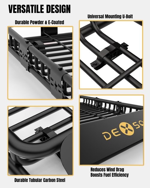 DEXSO 46" x 36" Universal Roof Rack Basket, 200 Lbs Capacity Rooftop Cargo Carrier Basket, Heavy Duty Luggage Holder Rack for SUVs, Trucks, Vehicles