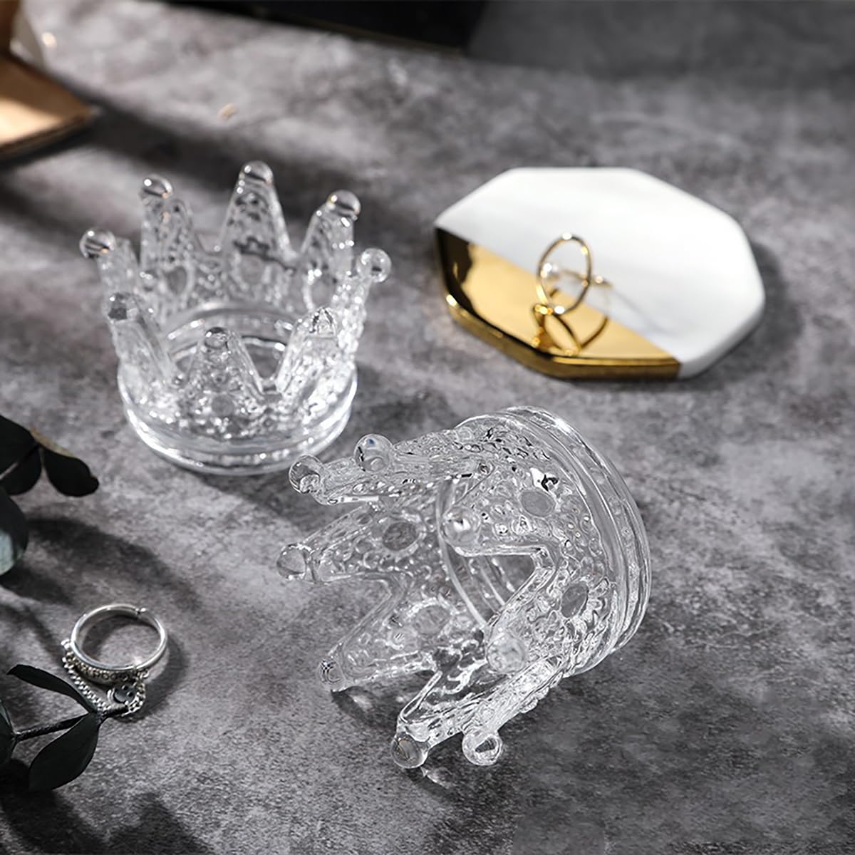 Skiennix Nail Art Dappen Dish - 2-in-1 Glass Bowl for Acrylic Liquid & Powder | Transparent Color