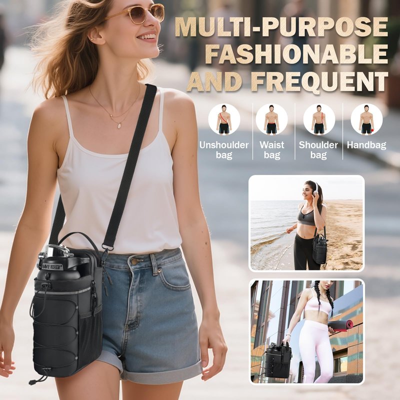 niufeek Magnetic Gym Bags with Water Bottle Holder, 4KG Non-Slip Strong Magnetic Gym Water Bottle Bag, Crossbody Sling Pouch Bottle Carrier for Men Women Workout, Walking, Hiking, Travel & Fitness