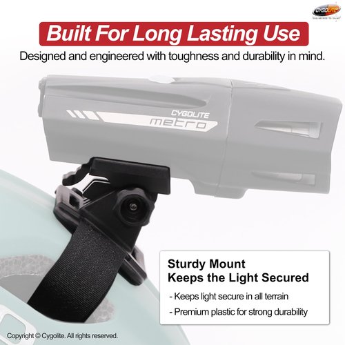 Cygolite Helmet Mount Kit for Ranger, Expilion, Metro, Streak Series Bike Lights, Black, Compact (HLMT-DCV12)