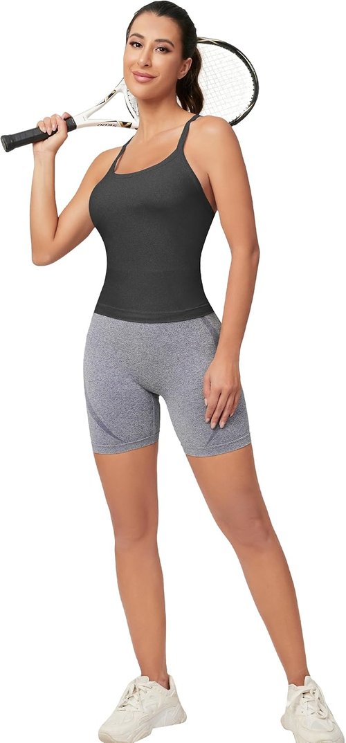 MathCat Workout Tank Top - Sleeveless Gym Shirt with Built-In Bra | Seamless Racerback Design