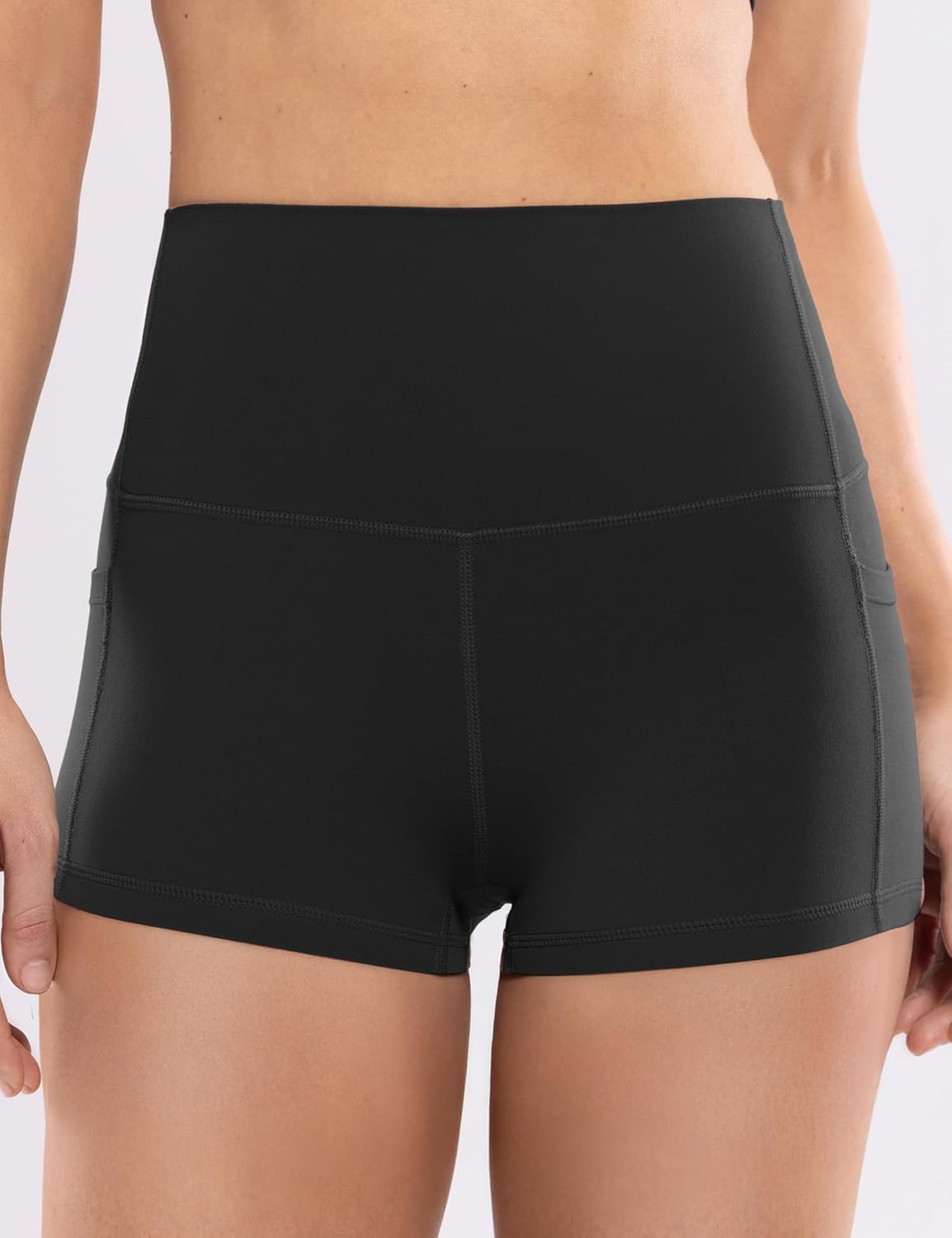 POSHDIVAH Women's Creamluxe Yoga Shorts - High Waisted with Pockets | Sizes 2.5" to 10" for Workout & Running