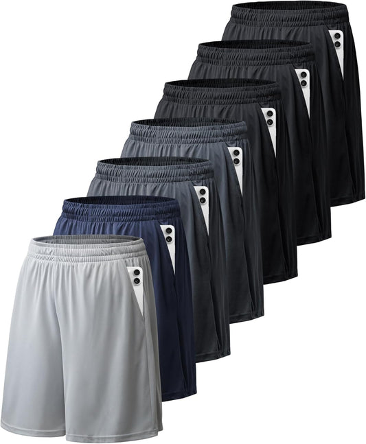 BALENNZ Men's Basketball Shorts - 7 Pack with Pockets for Athletic Gym & Running | Quick-Dry Activewear