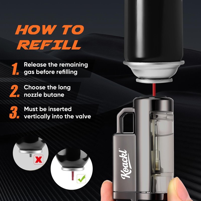 KOACKL Torch Lighter, Refillable Windproof Adjustable Quad Jet Flame Butane Lighter for Candle Grill BBQ Camping Fireworks, 2 Pack (No Fuel Included)