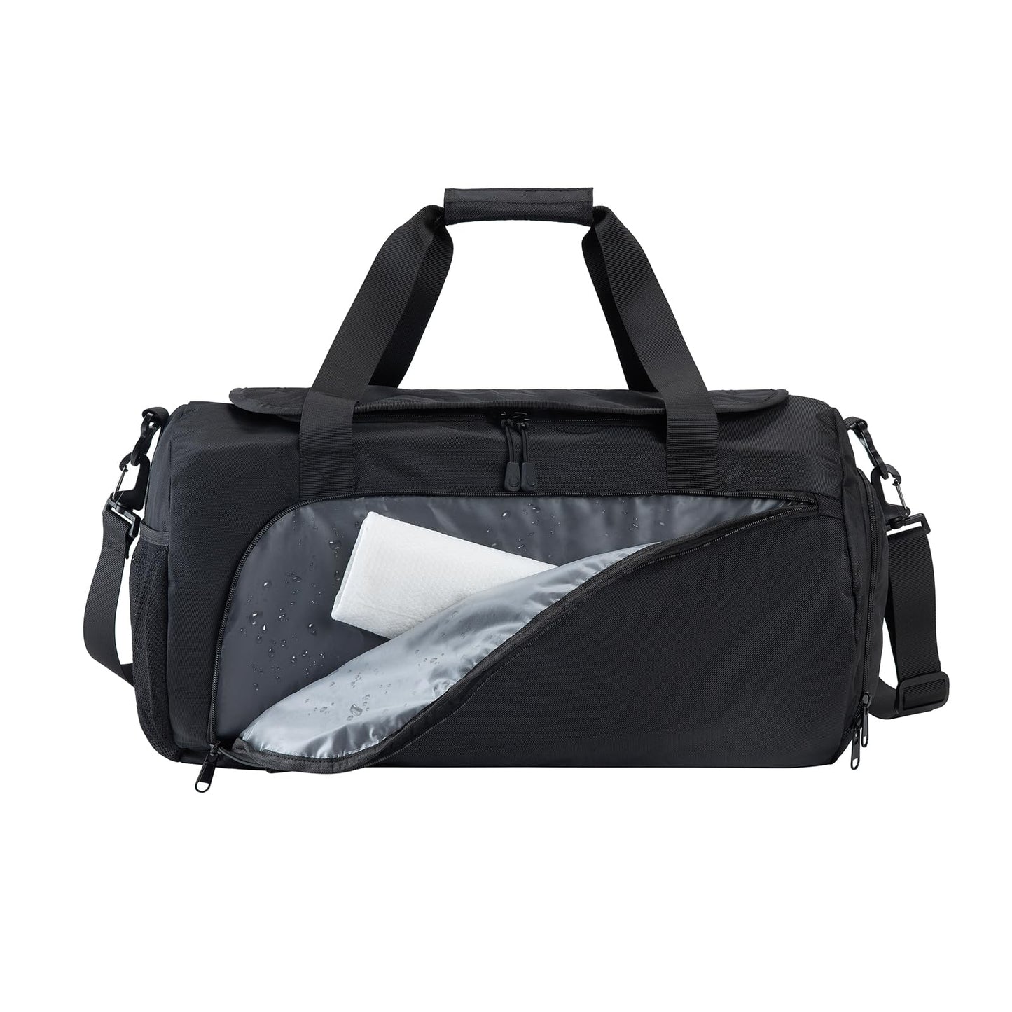 FINYIOE Gym Bag for Men Women With Shoe Compartment & Wet PocketWater Resistant Sports Gym Bag 、shoulder bag、messenger bag Carry On Duffel Bag forWeekend Overnight Traveling (black)