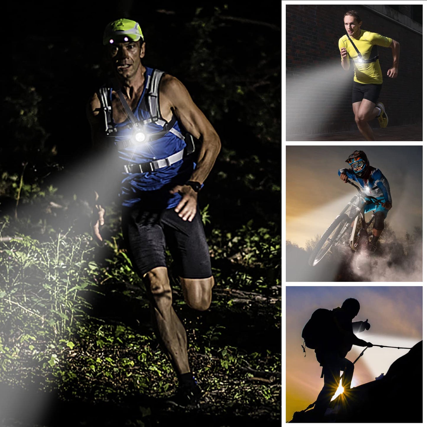 Suptig Running Lights for Runners, Chest Running Lights for Night Walking Cycling Jogging Connected for Gopro Hero13/12/11/10/9/8/7/6/5/4/4s/3, 2600mAh Built-in Rechargeable Battery Charging