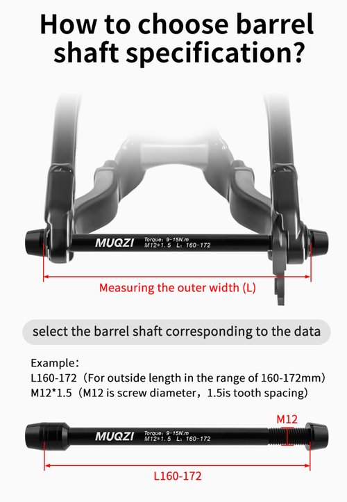 Yundxi Bike Trainer Thru Axle Adapter, Quick Release M12 x 1.5/1.75 Thread Pitch 160 to 178mm Shaft for Rear Wheel Attachment Trainer Length (M12x1.5/160-172)