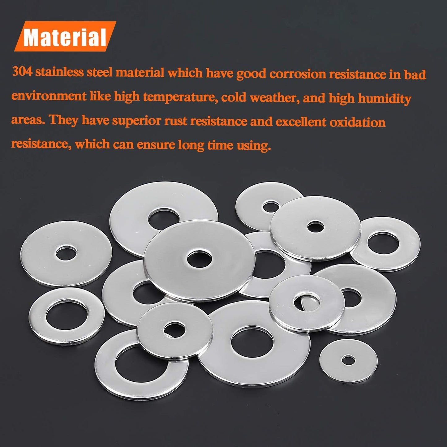 HELIFOUNER 25 Pieces 3/8" Stainless Flat Washers, 1-1/2" Outside Diameter, 0.072" Thickness, 18-8 (304) Stainless Steel Washers, Metal Washers, Flat Washers for Bolts Screws