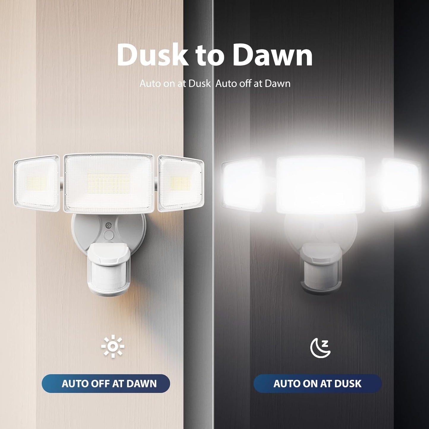 75W LED Motion Sensor Flood Light - Dusk to Dawn Outdoor Security Light, 7500LM, IP65 Waterproof