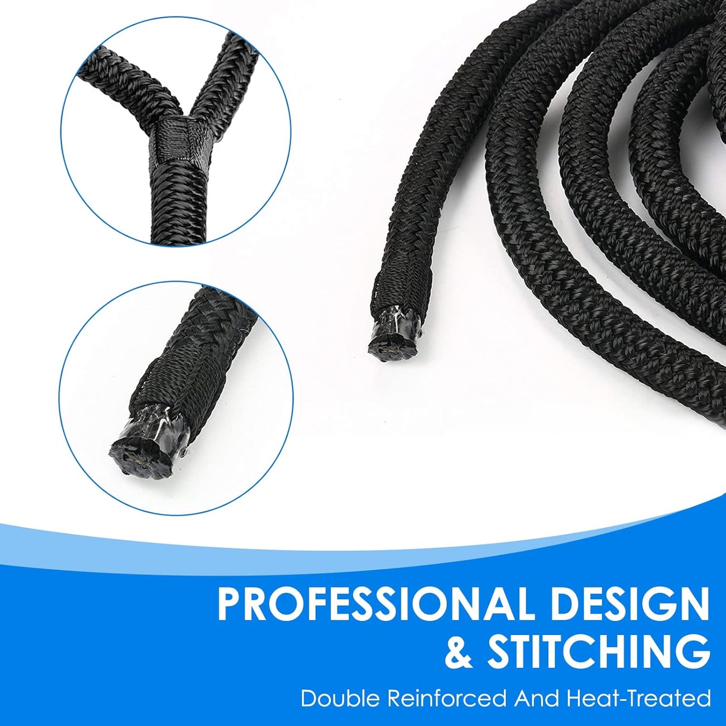 Amarine Made Dock Lines - 1/2” X 15’ Nylon Boat Ropes | 4pcs with 12” Eyelet & 968lbs Load Capacity, Black