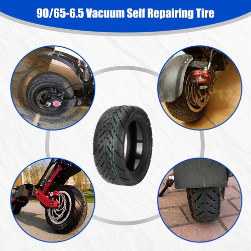 CMIYETO 90/65-6.5 Vacuum Tubeless Tire Self Repair Tyre with Glue 11 Inch Road Tires for E-Scooter Motor Electric Scooter Go karts Dualtron Thunder YUME X11 Zero 11X Kaabo Wolf Warrior Wear Resistant