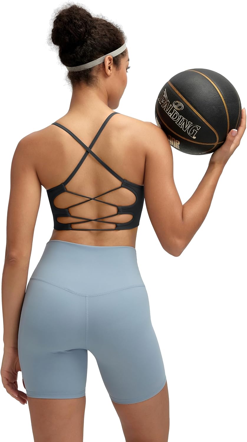 RUNNING GIRL Sports Bra - Sexy Crisscross Back Design | Medium Support with Removable Pads