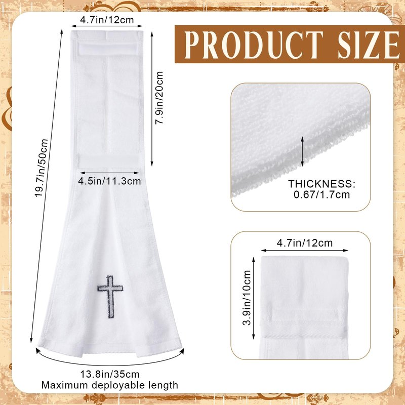 HunnmingRe 16 Pcs Christian Cross Football Towel Cotton Quarterback Pitching Qb Towel for Football Field with Hook and Loop Fastener for Men Sports Gym White Yoga Accessories