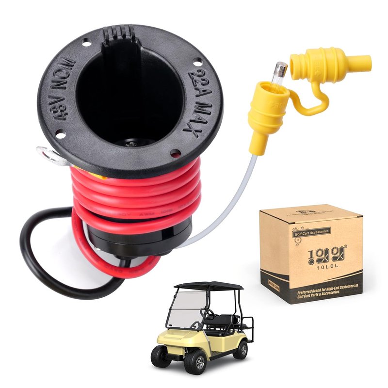 10L0L 48 Volt Golf Cart Charger Receptacle and Fuse Assembly | Electric Golf Cart Parts for Club Car 101802101